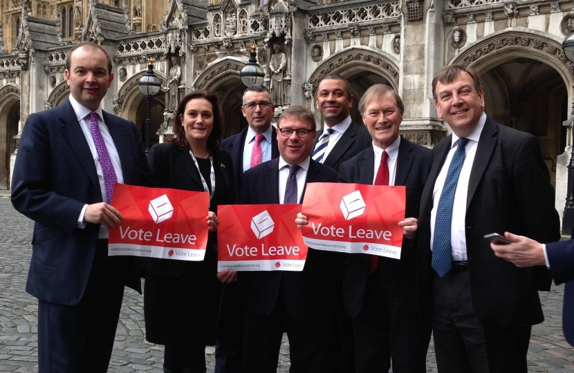 Mark Francois pictured alongside fellow Essex MPs campaign for Vote Leave during the 2016 EU Referendum