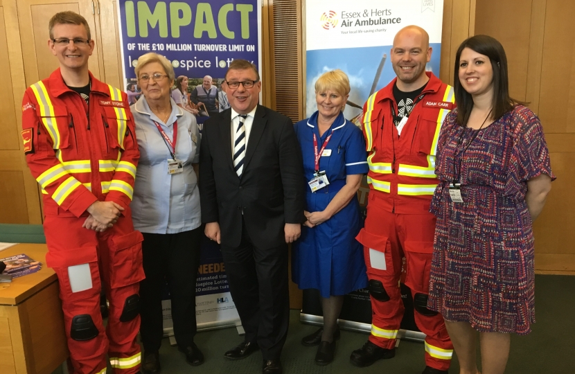 Rayleigh and Wickford MP Mark Francois pictured with staff from Essex Air Ambulance and Farleigh Hospice at a recent reception in the House of Commons.