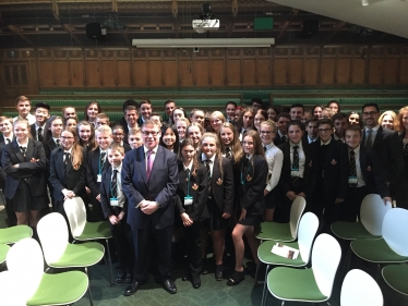 Mark Francois MP pictured with a group of students from Beauchamps High School following their recent visit to the Houses of Parliament.