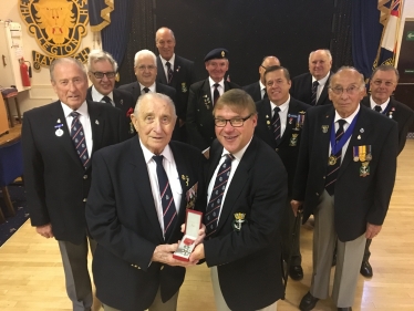 Rayleigh and Wickford MP Mark Francois pictured with Mr Les Holyome and other members of the Rayleigh Royal Naval Association.