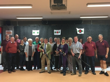 Mark Francois MP pictured with fellow contestants who took part in the Chairman of Rochford District Council’s charity shooting match, organised by the First Rayleigh Scouts.