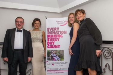 Mark Francois MP pictured with Sarah de Cristofano and her team of organisers of the “Glitter Ball” which raised £26,000 for Little Havens Hospice.