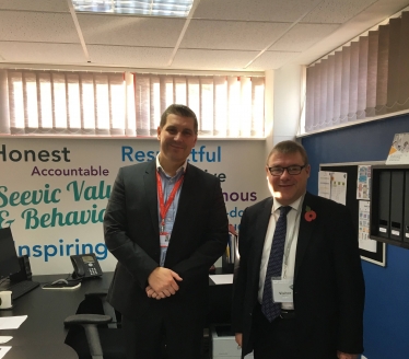 Rayleigh and Wickford MP Mark Francois pictured with Mr Dan Pearson the new principal of Seevic/Palmers College on a recent visit to their Thundersley base.