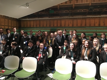 Rayleigh and Wickford MP Mark Francois pictured with a group of year 7 and 8 students from Beauchamps High School on their visit to the Houses of Parliament.