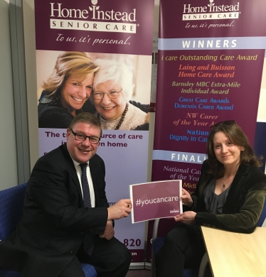 Rayleigh and Wickford MP Mark Francois pictured with carer Dara Gladwin in support of the “You Can Care” campaign to recruit more people into the care industry.