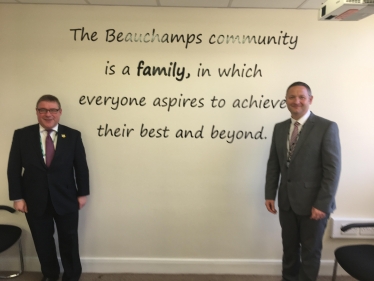 Rayleigh and Wickford MP Mark Francois pictured at the conclusion of his meeting with Mat Harper, the new Headteacher at Beauchamps School.