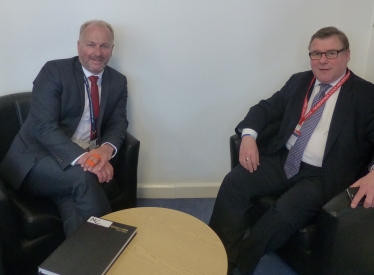 Rayleigh and Wickford MP Mark Francois pictured with the Headteacher of Bromfords School, Mr Martin Coulson, during their recent discussion about trying to secure an upgrade for the approach road on Grange Avenue.