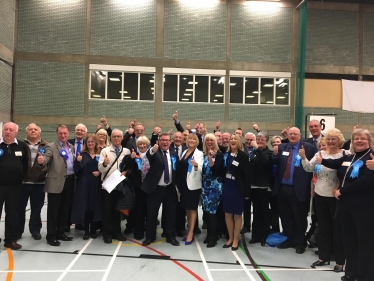 Mark Francois MP and local Tories celebrate a near clean sweep in the elections to Rochford District Council. 