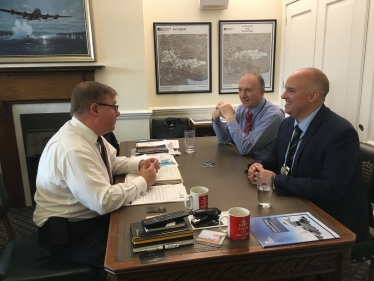 Rayleigh and Wickford MP Mark Francois pictured alongside Mr Robert Morton and Mr Karl Edwards from the East of England Ambulance Trust (EEAST) during a recent meeting in his office at Westminster.