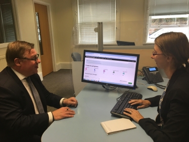 Rayleigh and Wickford MP Mark Francois being trained on the introduction of Universal Credit, which is shortly to be rolled out in Rayleigh and the surrounding area.