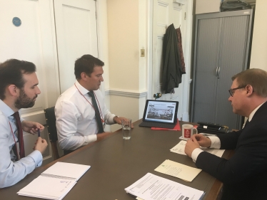 Rayleigh and Wickford MP Mark Francois pictured with Mr Matt Brennan and Mr Chris Mackie during a recent meeting to discuss Network Rail’s engineering works on the London Liverpool Street to Southend Victoria Line.