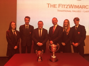 Rayleigh and Wickford MP Mark Francois pictured with headteacher Mr Robert Harris and senior pupils at the FitzWimarc School annual awards evening at the Palace Theatre, Westcliff.